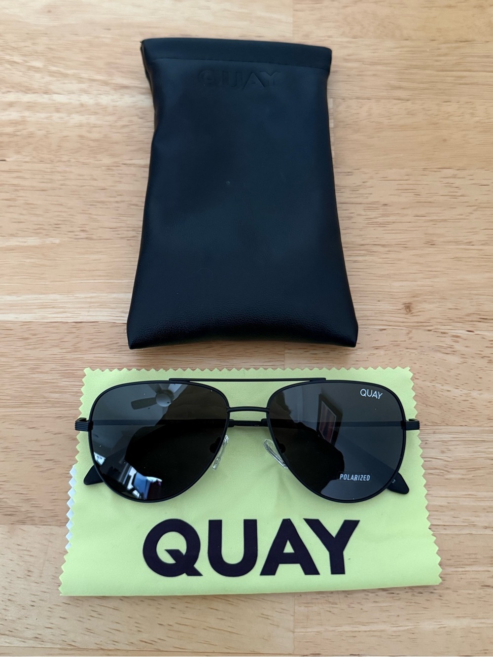 QUAY The Wingman Black Aviator Polarized Sunglasses